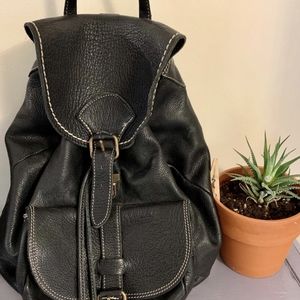 Roots Canada black leather backpack